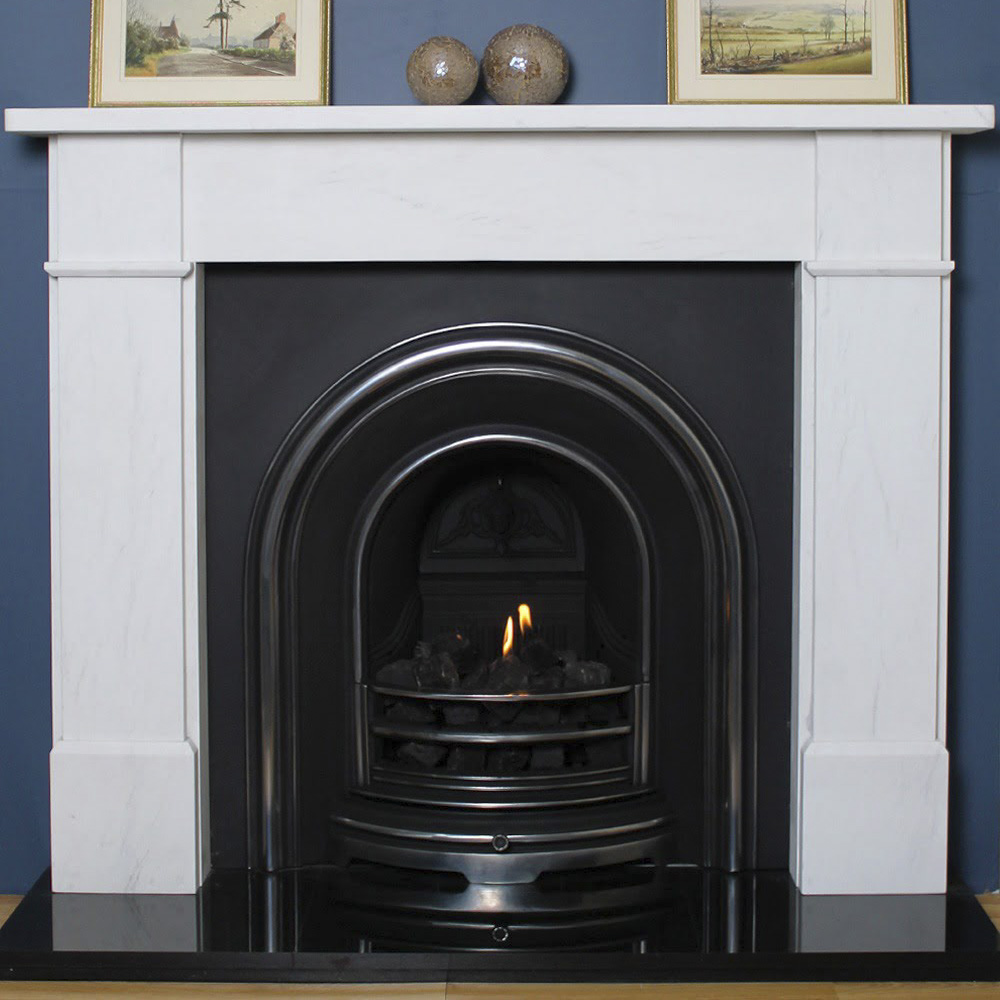 Flat Victorian white marble mantel